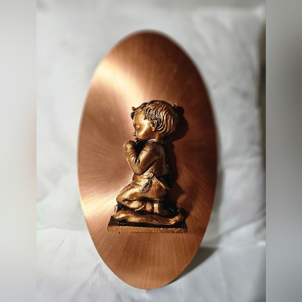 Copperama Vintage 3D Praying Boy Plaque